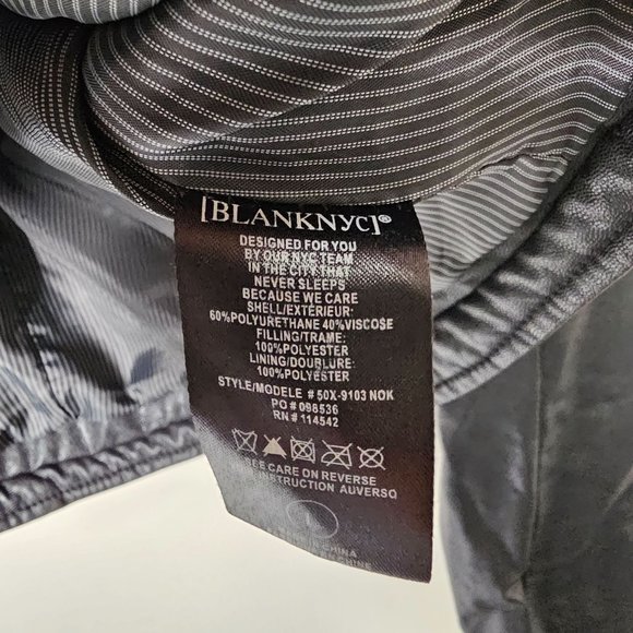 Blank NYC Revolve Size Large Black Faux Leather Moto Biker Jacket Zipper Pockets - Picture 8 of 12